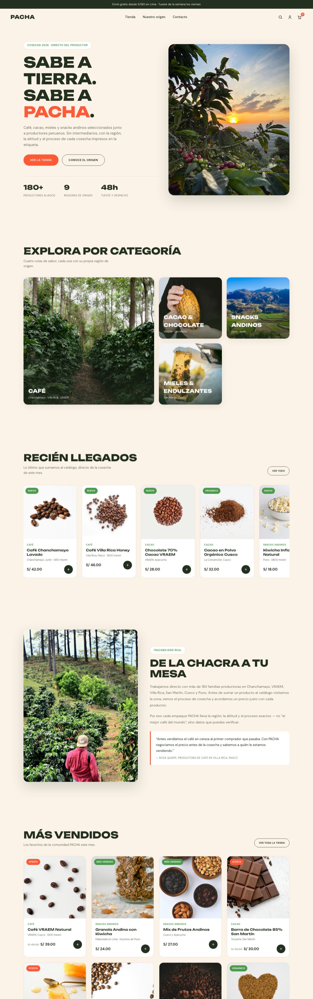 Página de inicio de Pacha